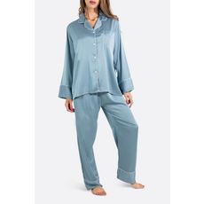 Kebello Ensemble Pyjama fluide en satinFemme (Bleu ciel)