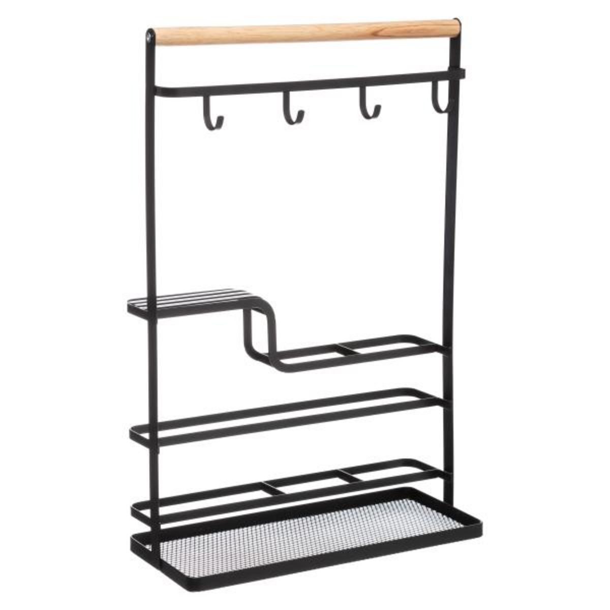 Organisateur de cuisine en fer BLACK WOOD pas cher 