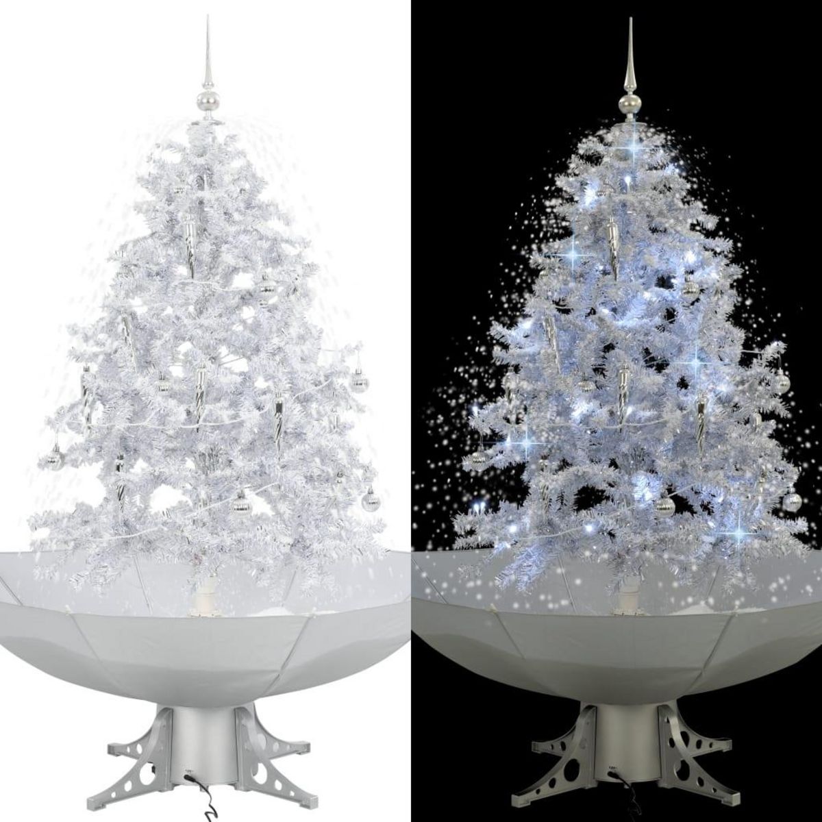 VIDAXL Arbre de Noël neigeux avec base de parapluie Blanc 140 cm pas