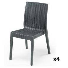 ARETA Lot 4 chaises et de 2 fauteuils de jardin gris anthracite URANO