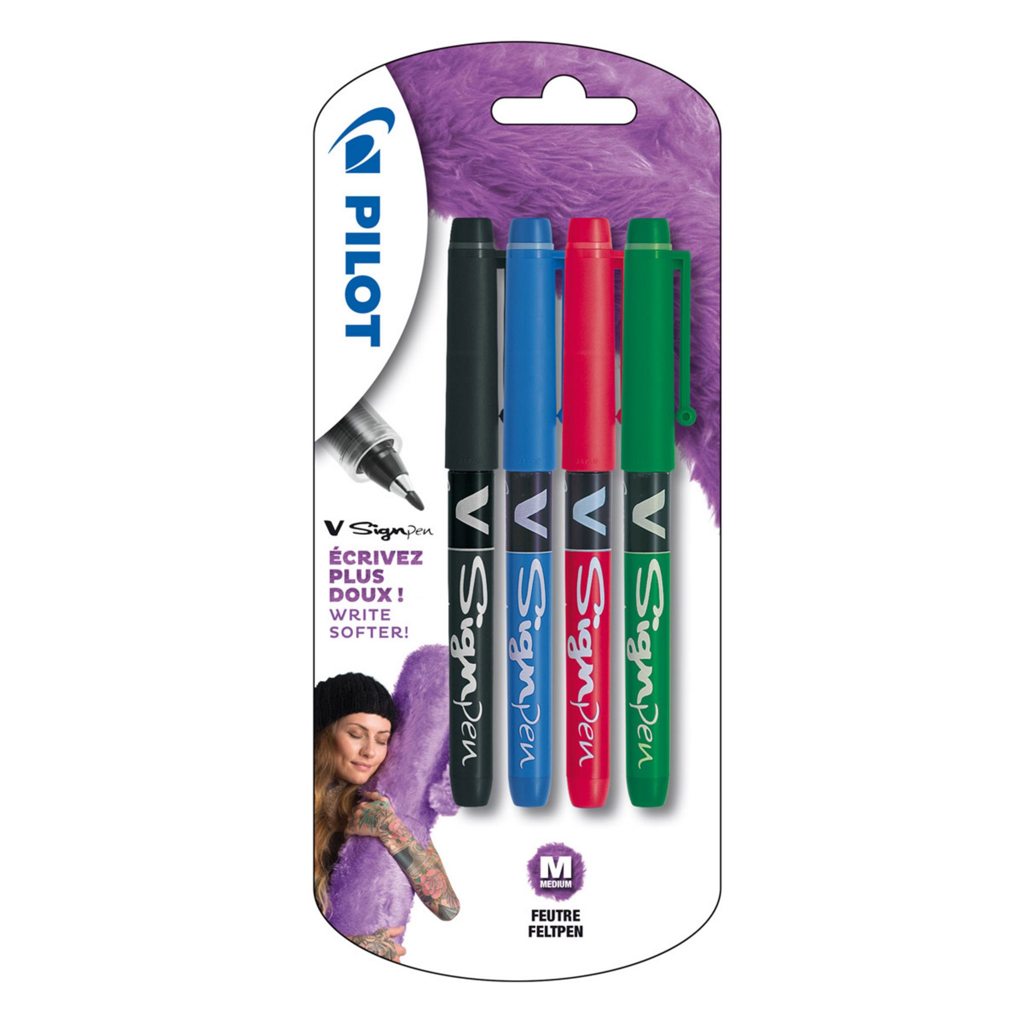 Stylo-feutre Pilot V-Sign Pen - pointe moyenne - par 6