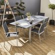 Salon de jardin table extensible - Chicago 210  - Table en aluminium 150/210cm avec rallonge et 6 assises en textilène