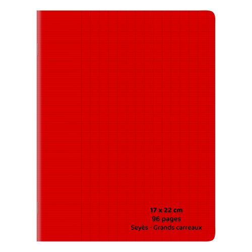 Cahier piqué polypro 17x22cm 96 pages grands carreaux Seyes rouge