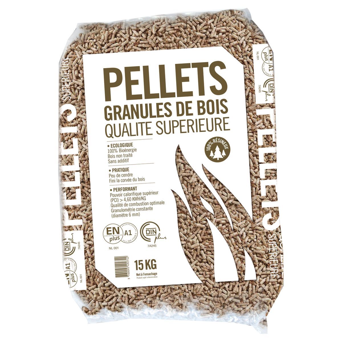 Pellets granul s de bois 100 r sineux ENplus a1 din 15kg 15kg