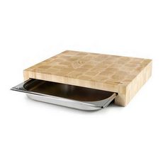 Lacor planche à découper bois 41,5 x 34 cm + bac inox - 60592
