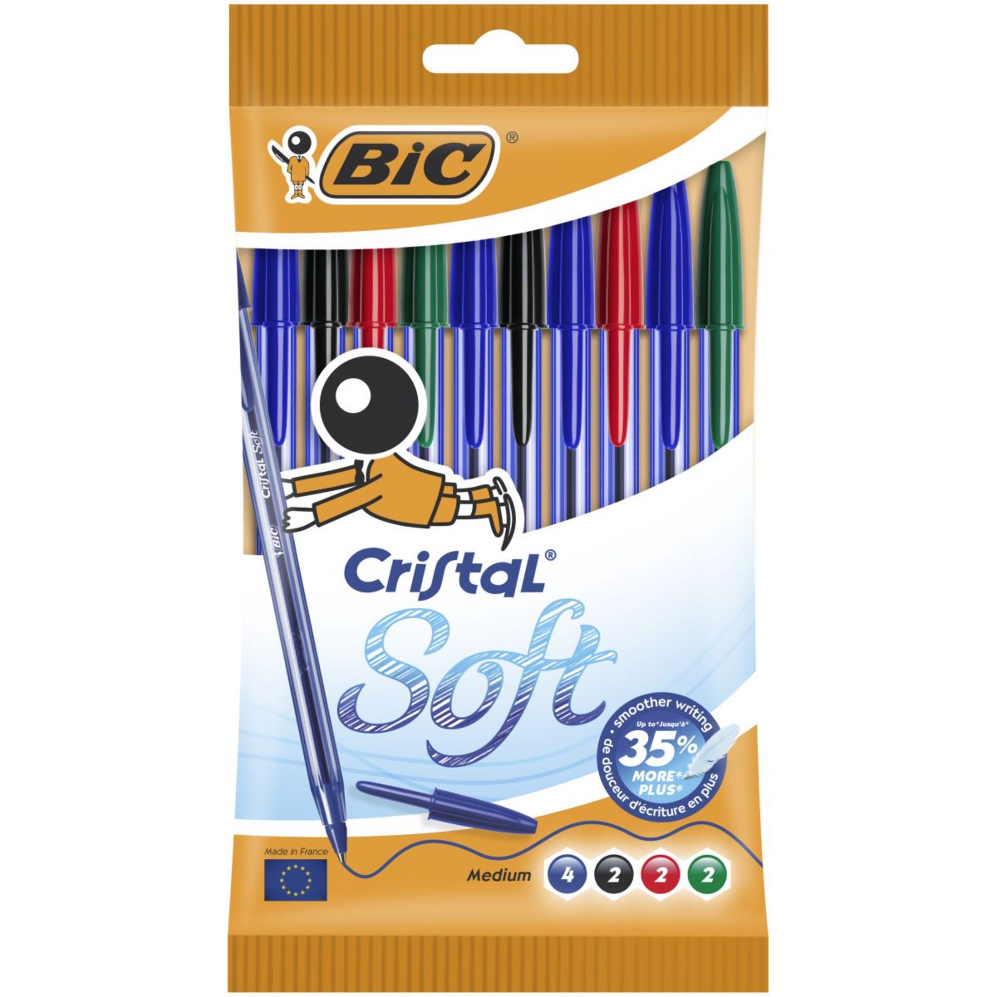 Sachet de 5 stylos bille Brite à capuchon pointe moyenne 0,7 mm. Encre  Bleue. sur