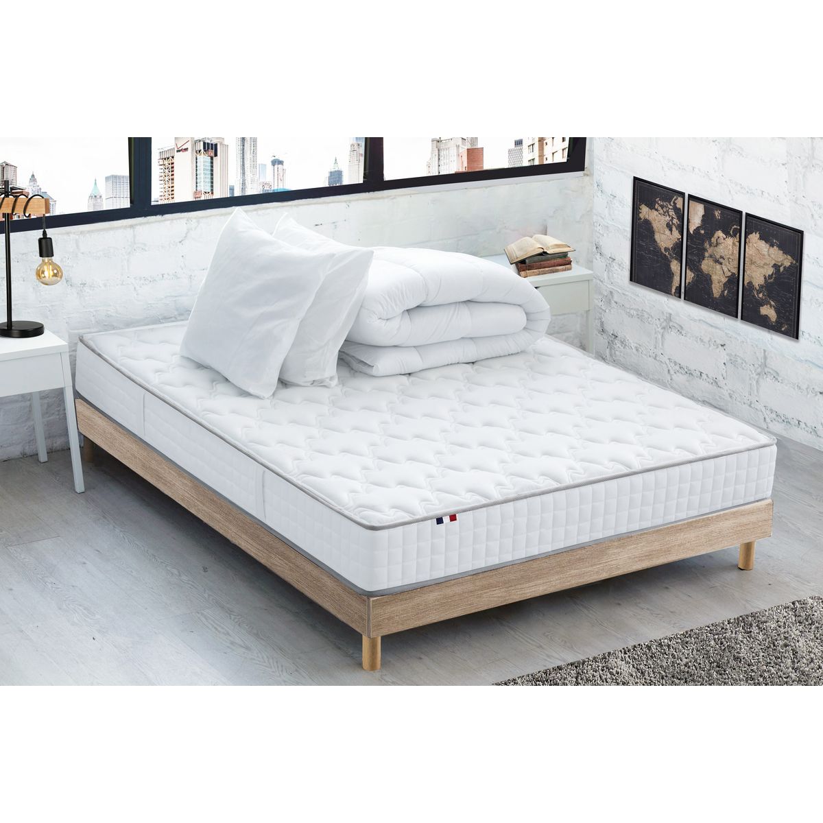 Lit Complet 160x200 Avec Sommier Et Matelas pas cher - Achat neuf