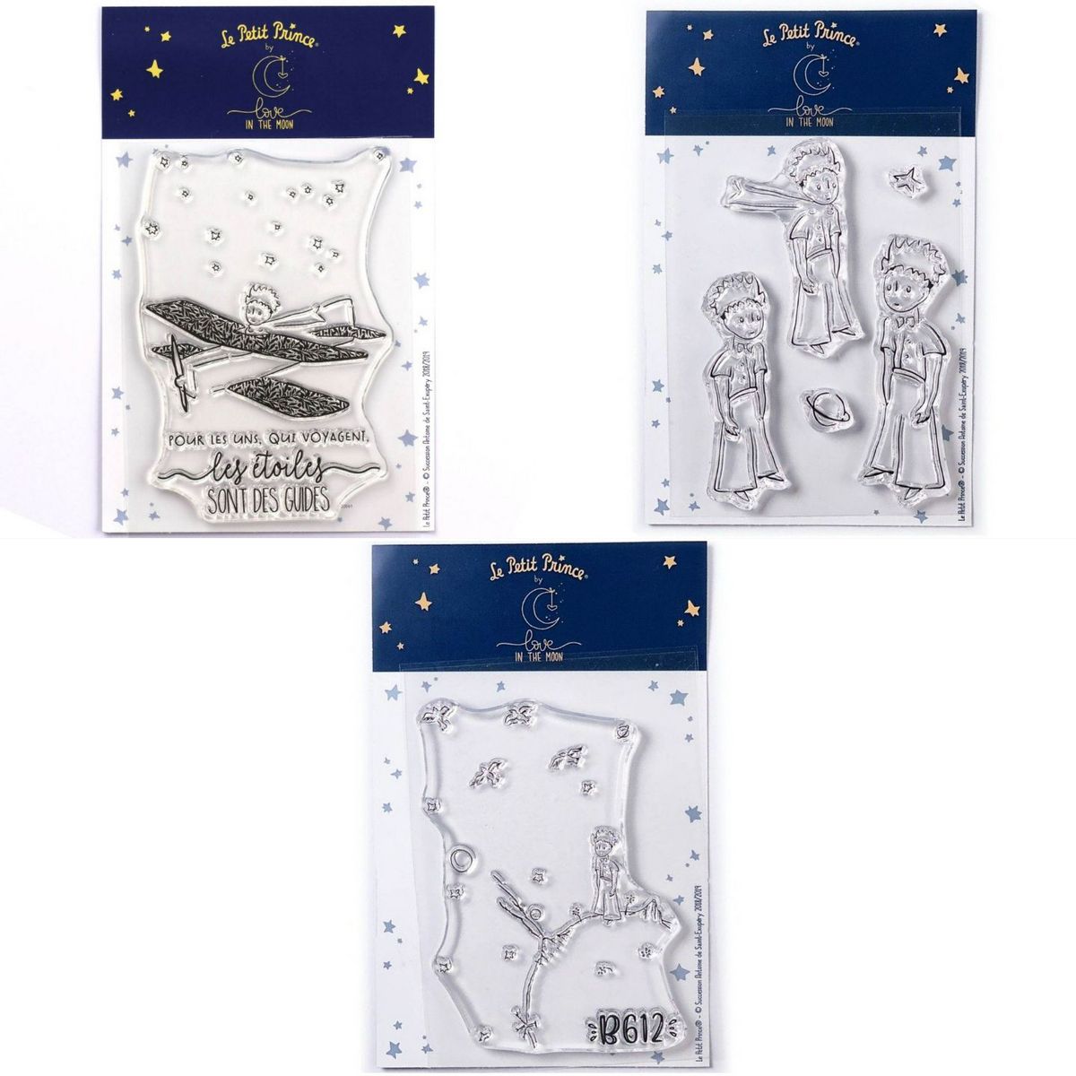 Youdoit 7 Tampons transparents Le Petit Prince dans son avion + Etoiles + Astéroïd