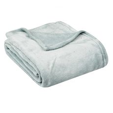 ACTUEL Plaid, couvre-lit, jeté de canapé uni douceur en polyester 240 g/m² (Bleu grisé)