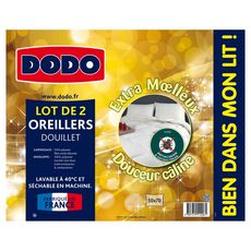 DODO Lot 2 oreillers DODO extra moelleux en microfibre anti-acariens (Blanc)