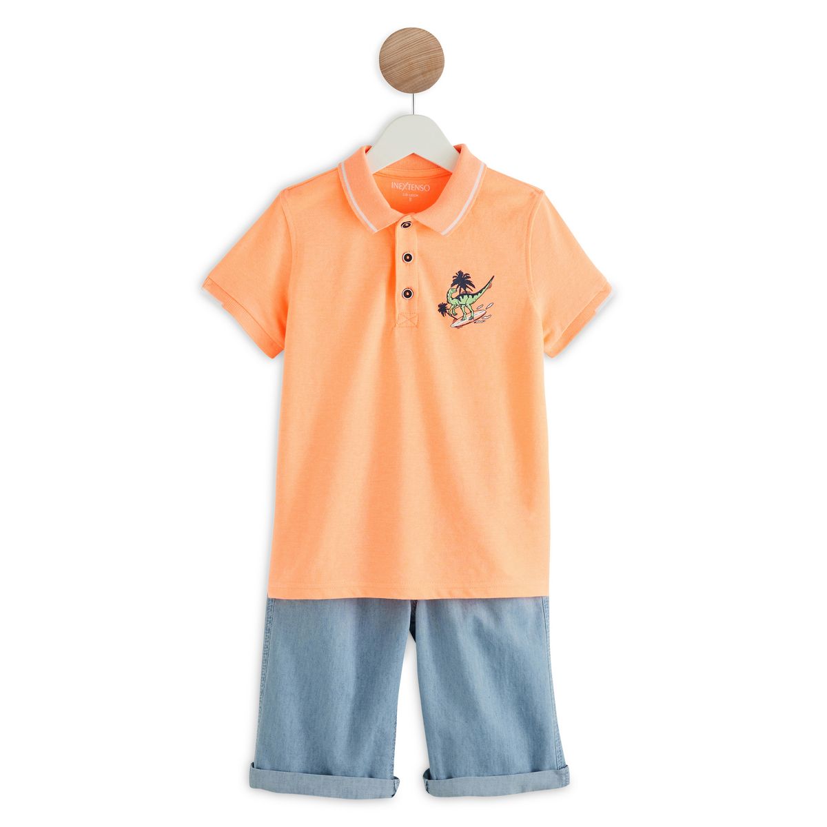 IN EXTENSO Ensemble t-shirt manches courtes + bermuda en jean garçon