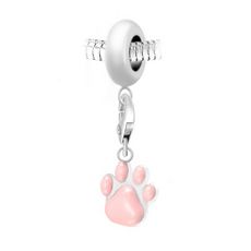 SC CRYSTAL Charm perle SC Crystal en acier avec pendentif patte rose
