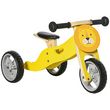 Tricycle draisienne enfant 2 en 1 - selle réglable - roues EVA texturées, guidon ergonomique, poignée transport - panneaux bois jaune tête lion