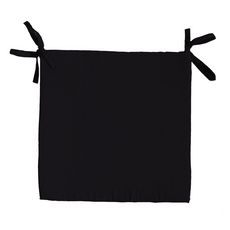 Galette de chaise plate unie en coton à nouettes (Noir )