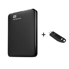 Disque dur externe 2 To Noir + Clé USB Sandisk 128 Go - USB 3.0