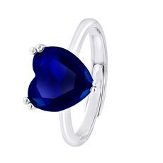 LOVA - LOLA VAN DER KEEN Bague Réglable Coeur Cristal - ARGENT 925 - CRISTAL DREAMS (Bleu)