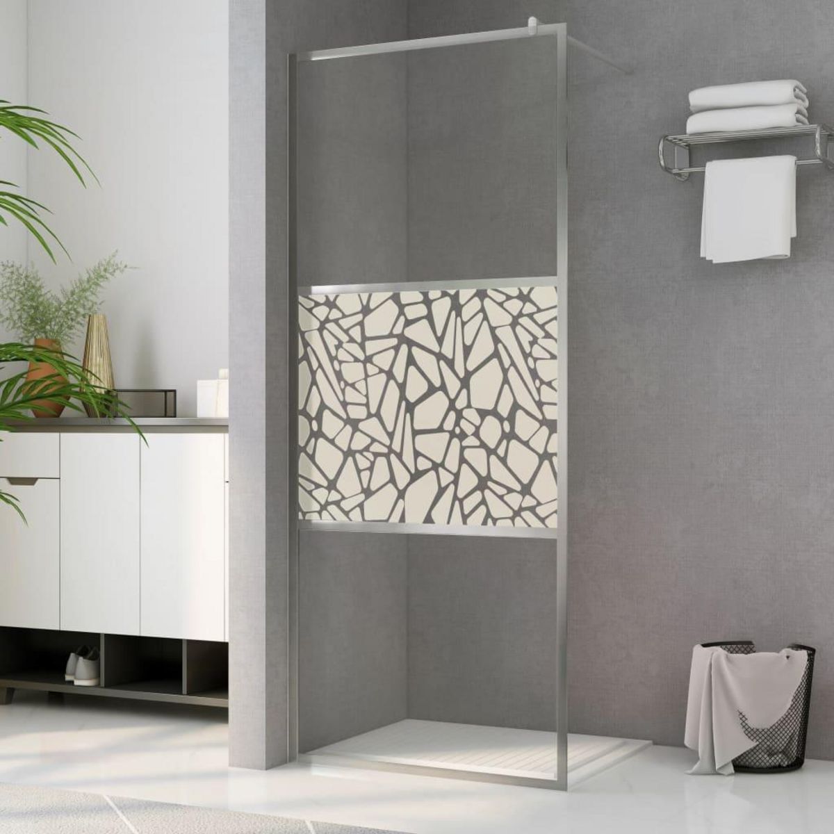 VIDAXL Paroi de douche a l'italienne a verre ESG pierre 80x195 cm