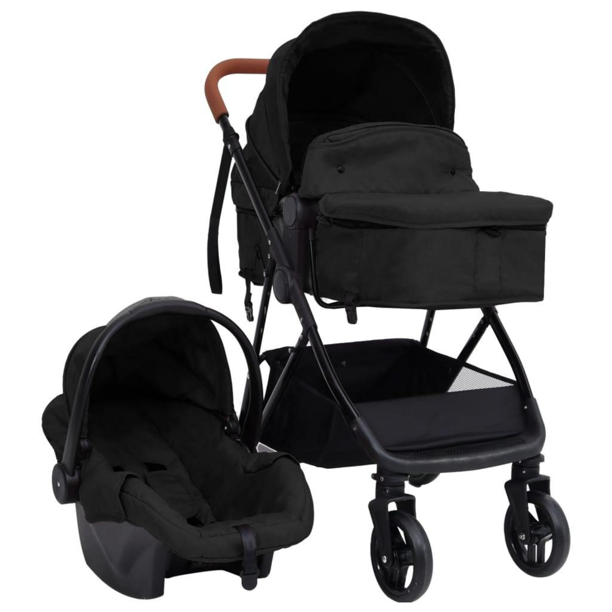 Bebelissimo - poussette combinée trio 3 en 1 - siège auto 0m - nacelle -  dès la naissance - jusqu'à 22kg - nicea - gris gris Lorelli