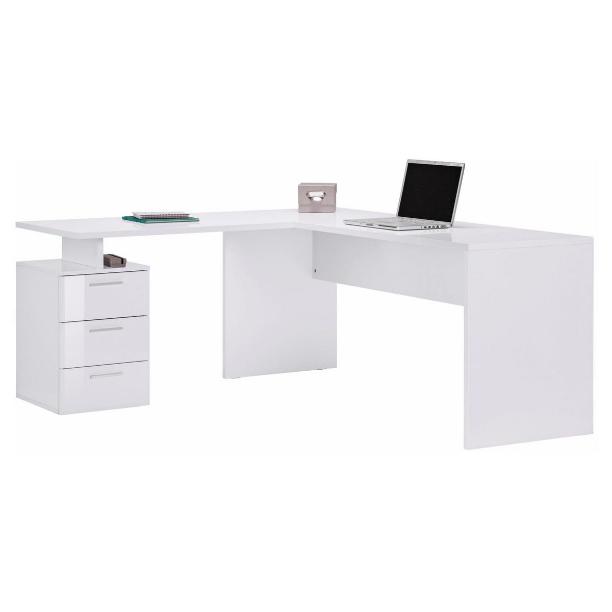 Bureau d'angle droit ou gauche avec rangements L112cm MAX pas cher