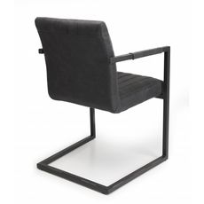 ESTELLE - Lot de 2 fauteuils tissu gris anthracite pieds métal noir