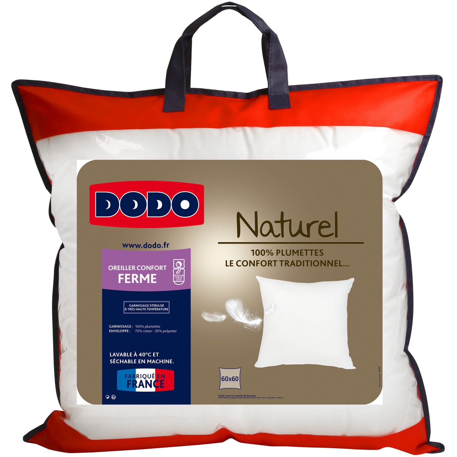 DODO Oreiller ferme naturel DODO 100% plumettes pas cher 