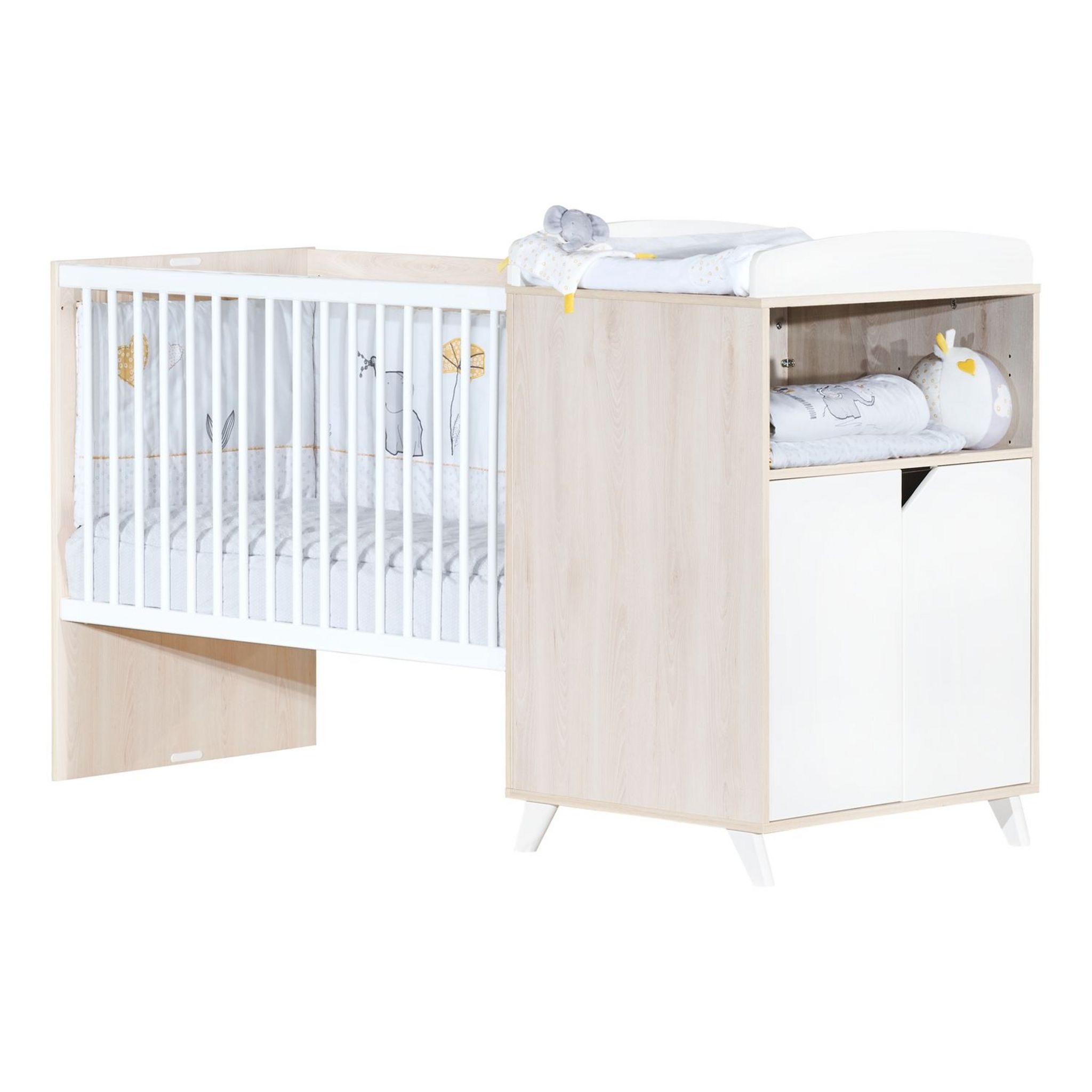 Chambre complète bébé avec lit 120x60cm, commode à langer et armoire 2  portes - BABYPRICE