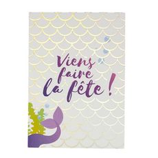 Lot de 6 Cartes d'Invitation  Sirène  Violet
