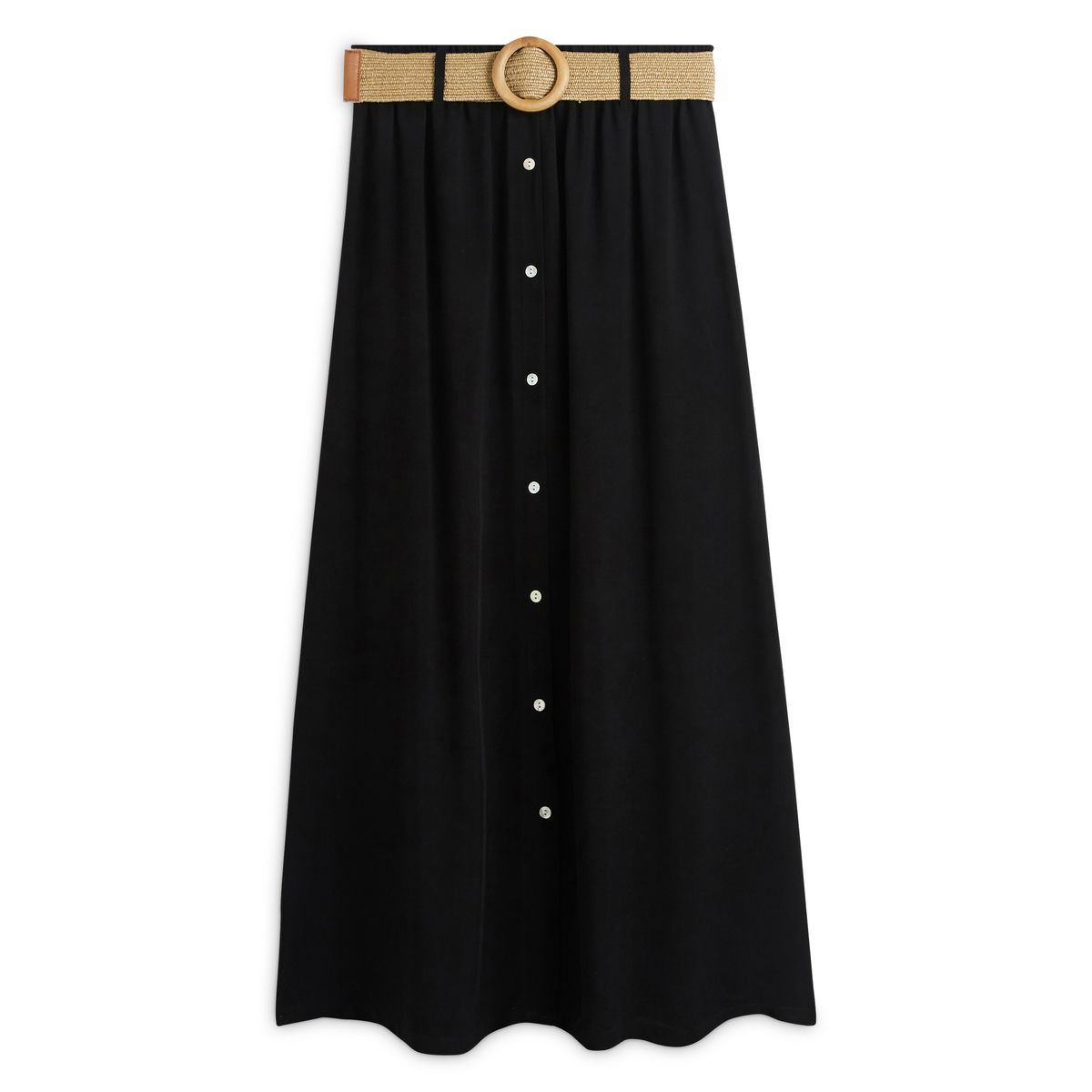 Jupe longue boutonn e avec ceinture noire femme