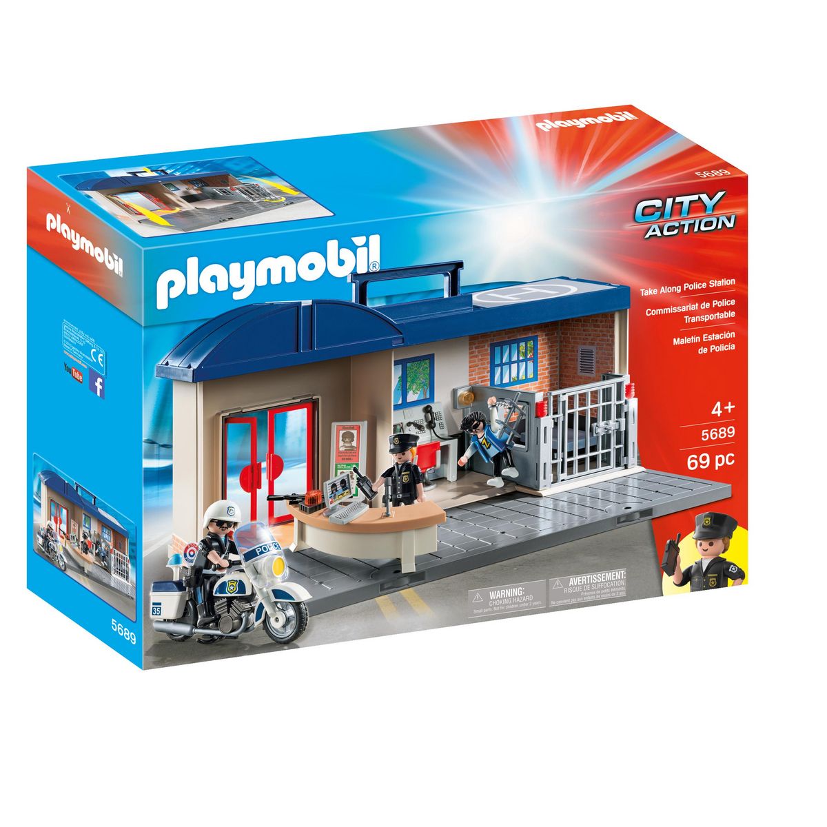 Policier avec moto et voleur - City Action - 70572 PLAYMOBIL : la boîte à  Prix Carrefour