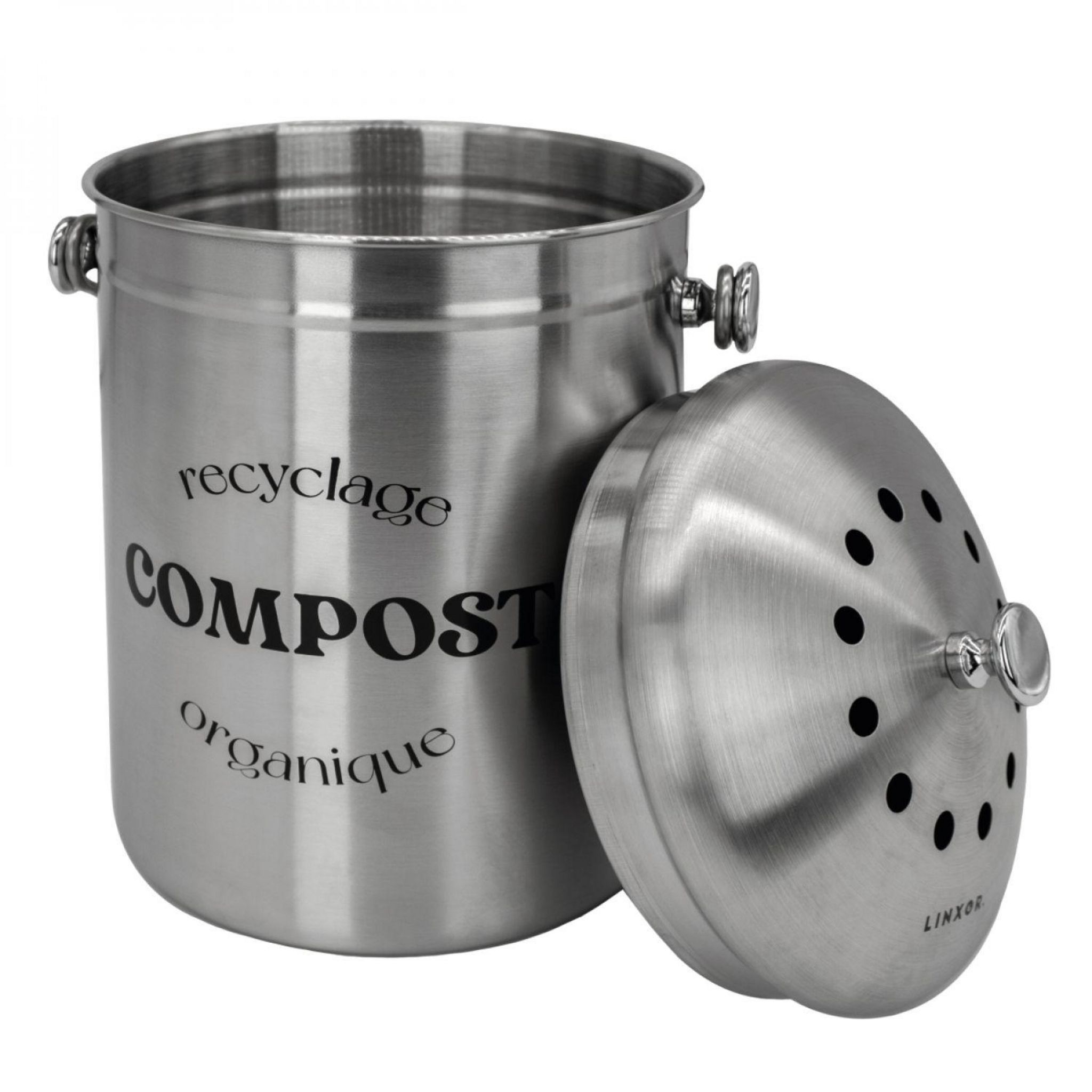 LINXOR Composteur, bac, poubelle à compost de cuisine - 5 L - Inox