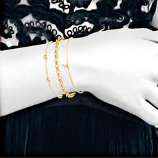 Lot de 3 bracelets SC Bohème en Acier Finement doré orné de cristaux scintillants