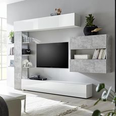 NOUVOMEUBLE Ensemble meubles tv blanc et gris design FINO 2