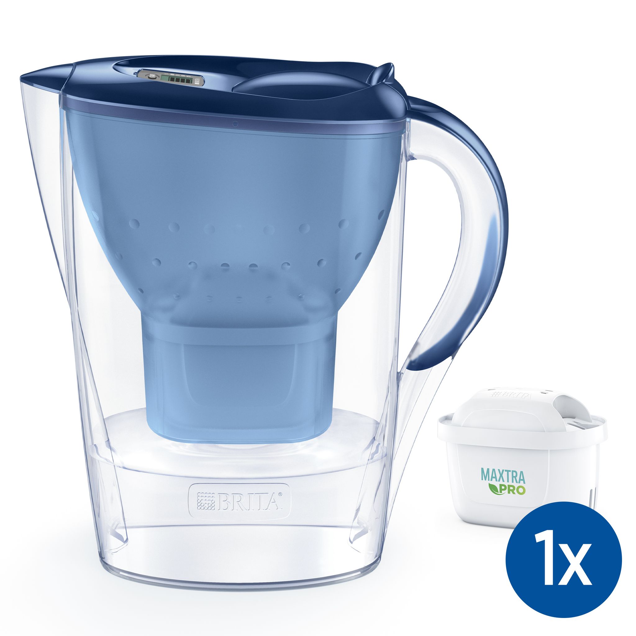 Carafe filtrante bleu 2,4L dont 1,4L d'eau filtrée avec une 1 cartouche