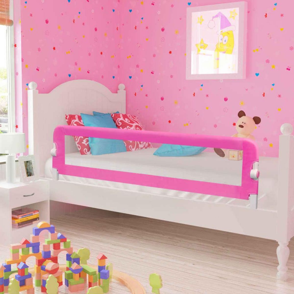 VIDAXL Barriere de lit pour enfants 150x42 cm Rose