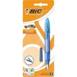 BIC Stylo plume pointe moyenne rechargeable EasyClic bleu + 1 petite cartouche d'encre