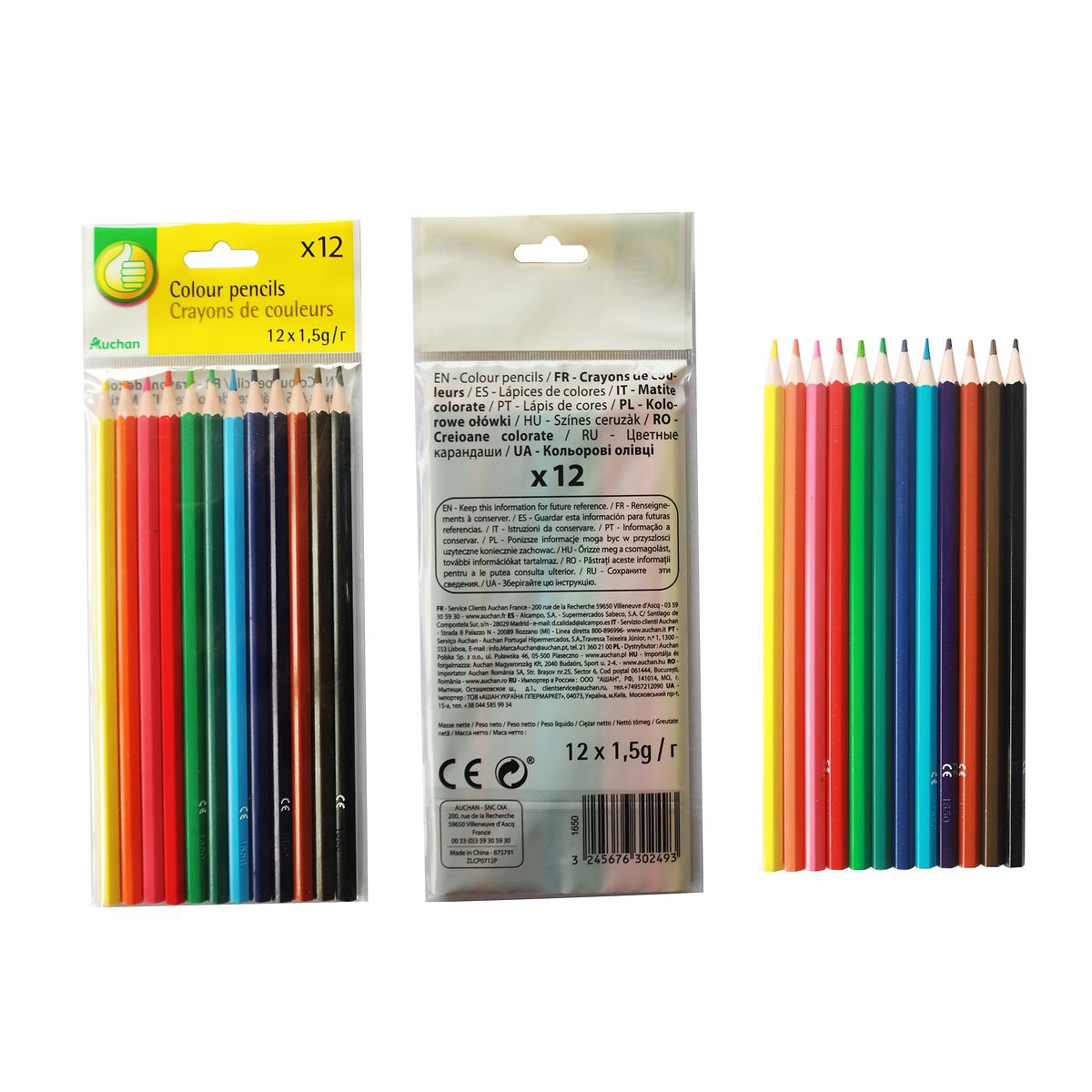 auchan pouce pochette de 12 crayons couleurs pas cher a prix coloriage dauphin imprimable