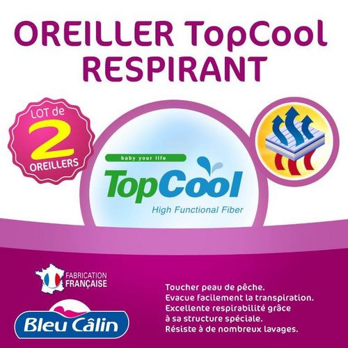 Lot 2 oreillers médium anti-transpiration TOPCOOL