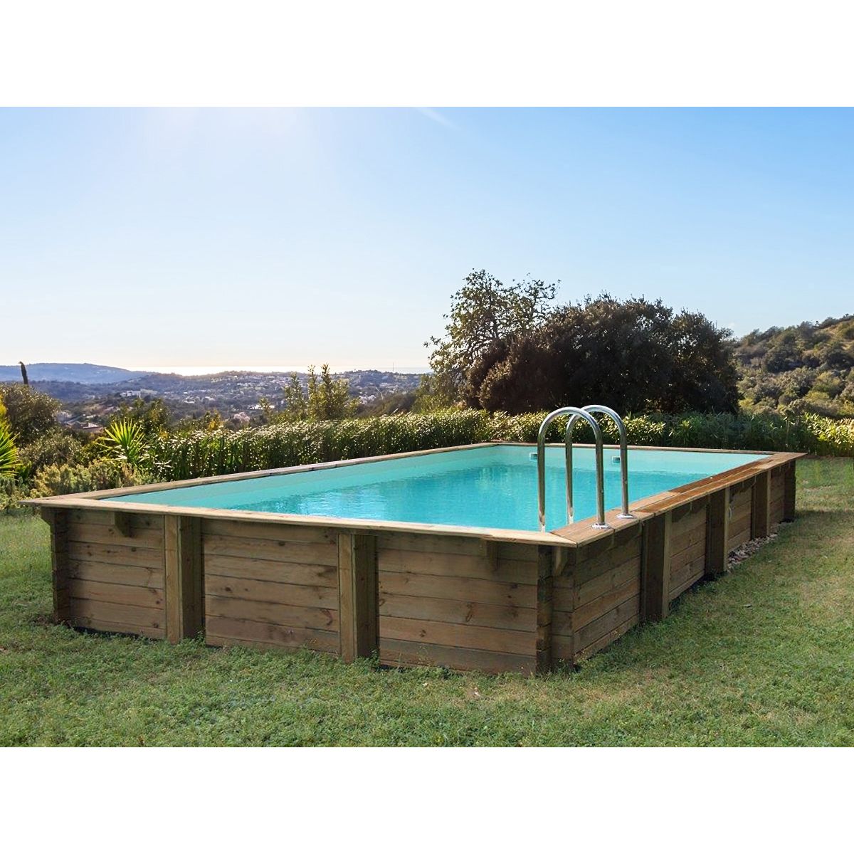Dans Un Jardin Rectangulaire De 8 M Sur 6m Habitat et Jardin Piscine bois en kit rectangle Murano - 12.20 x 6.20 x  1.44 m pas cher - Auchan.fr