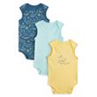 INEXTENSO Lot de 3 bodies sans manche bébé garçon. Coloris disponibles : Bleu