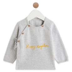 IN EXTENSO Brassière tricot de naissance bébé garçon (Gris chiné)