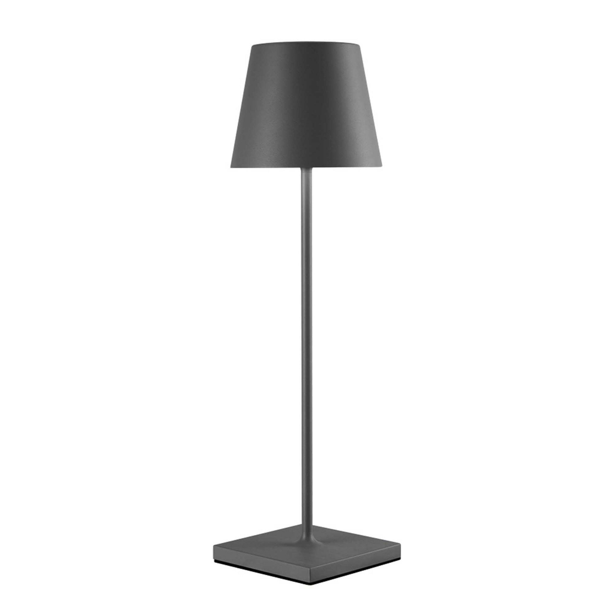 Lampe de table sans fil pied en acier gris LED blanc chaud/blanc dimmable  ATLAS Rock H20cm