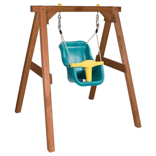 Portique pour bébé avec siège, structure en bois