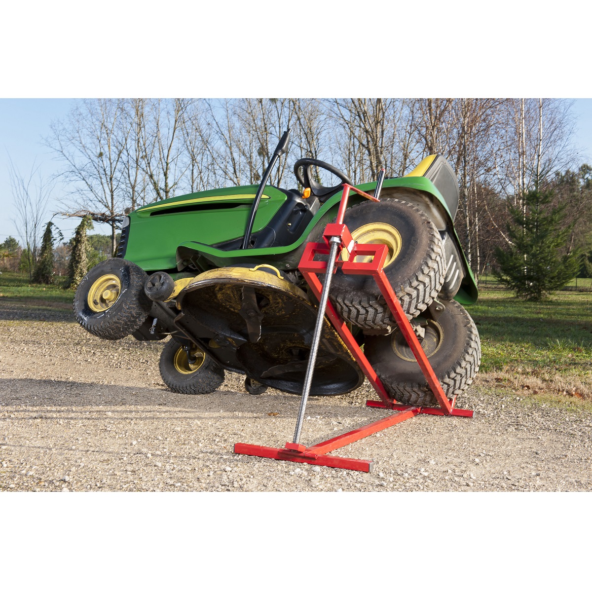 AREBOS Lève-tondeuse Tracteur-tondeuse Dispositif de levage Cric 450 kg  Rouge