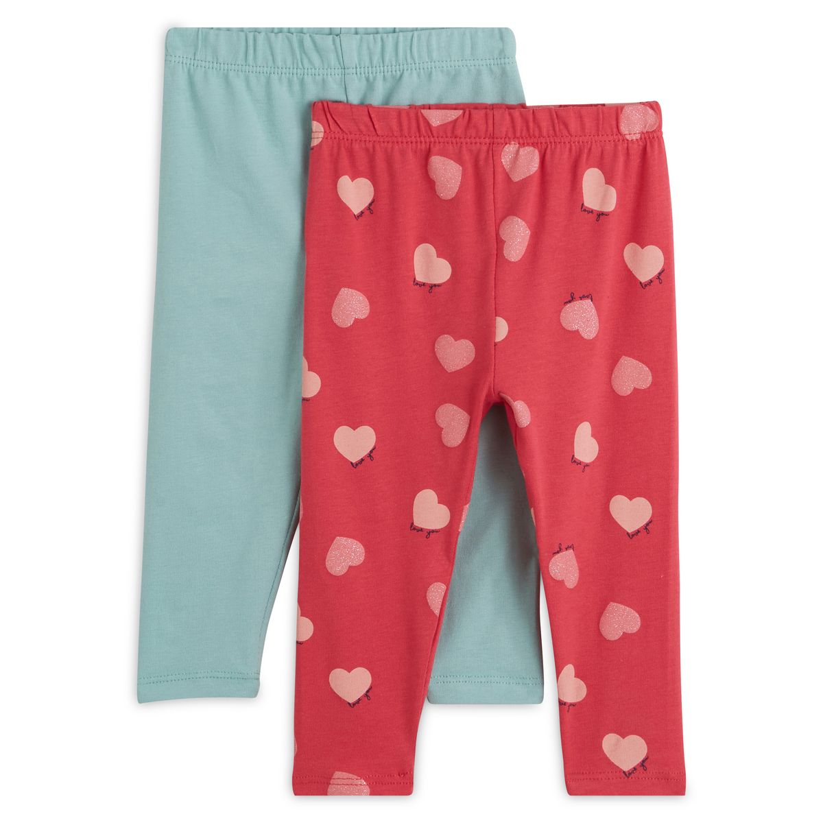 INEXTENSO Lot de 2 leggings coeurs bébé fille