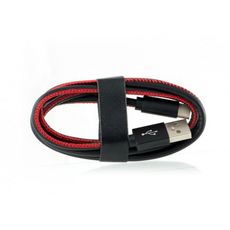 amahousse Câble USB Type C 1m en Cuir noir et rouge (synchronisation/charge)