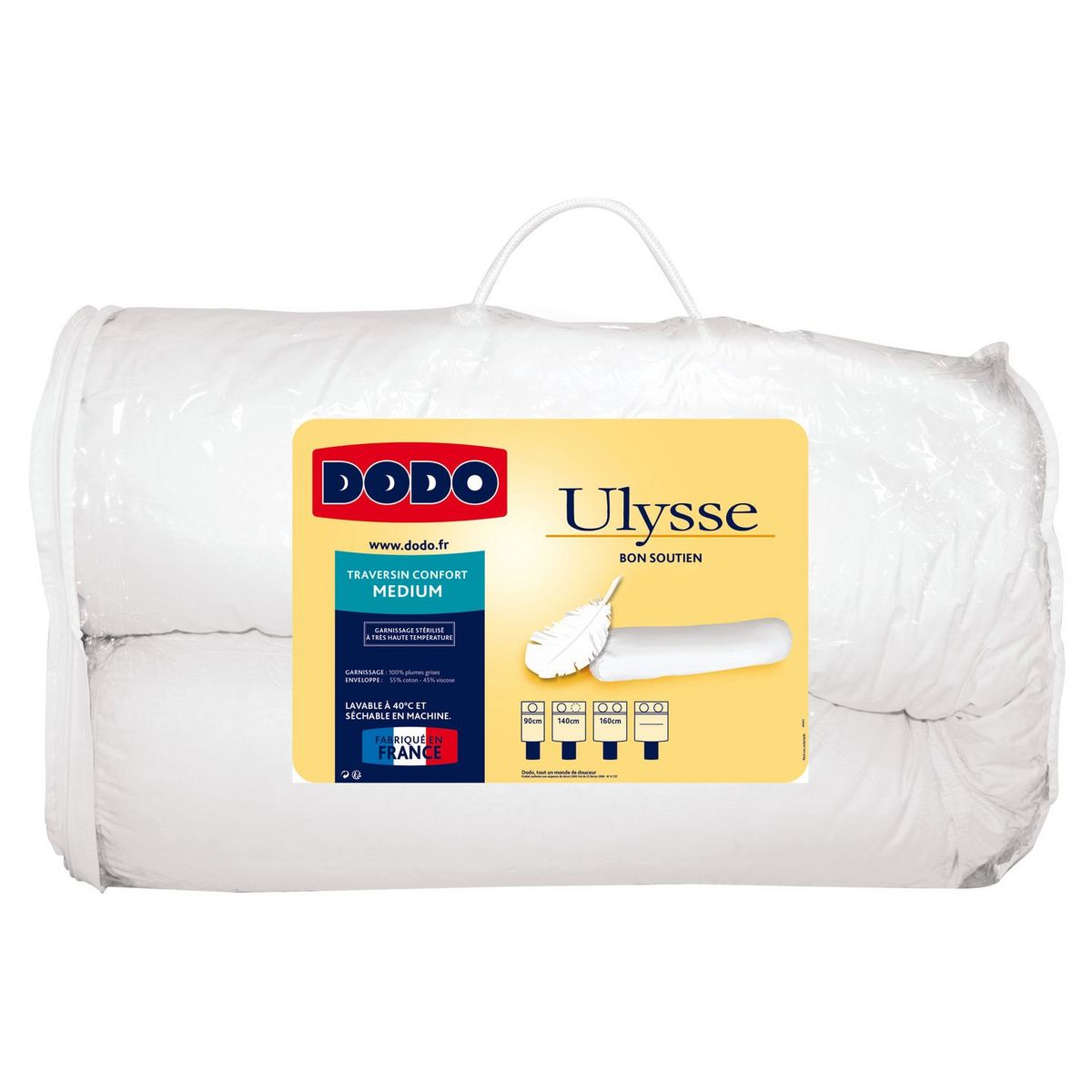 Traversin Duvdor - 160 cm, Traversin naturel (plume, duvet), Confort  équilibré, Housse 100% coton, Swissway