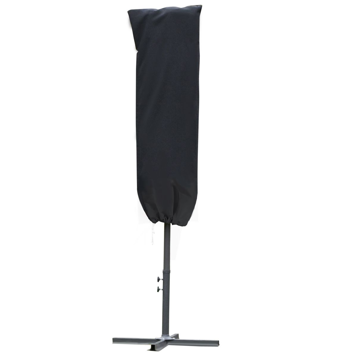 OUTSUNNY Housse de protection imperméable pour parasol droit avec fermeture éclair et cordon de serrage polyester oxford noir