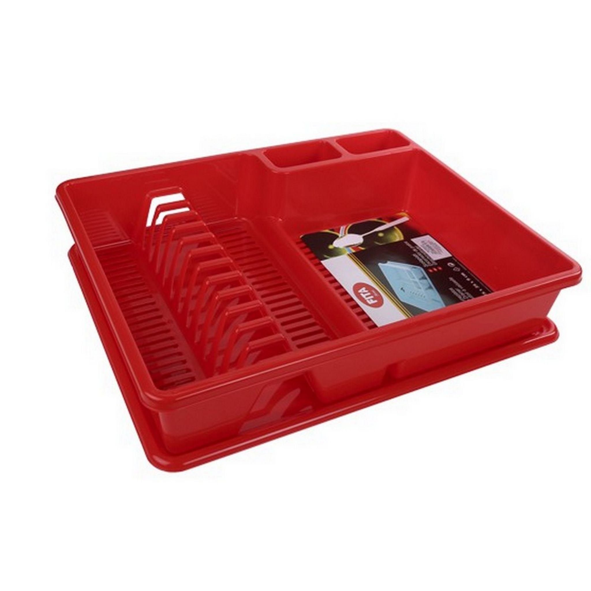 Egouttoir a vaisselle rouge 48 x 38 x 9 cm avec bac en plastique pas cher 