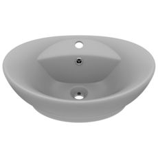 Lavabo ovale a trop-plein Gris clair mat 58,5x39 cm Ceramique