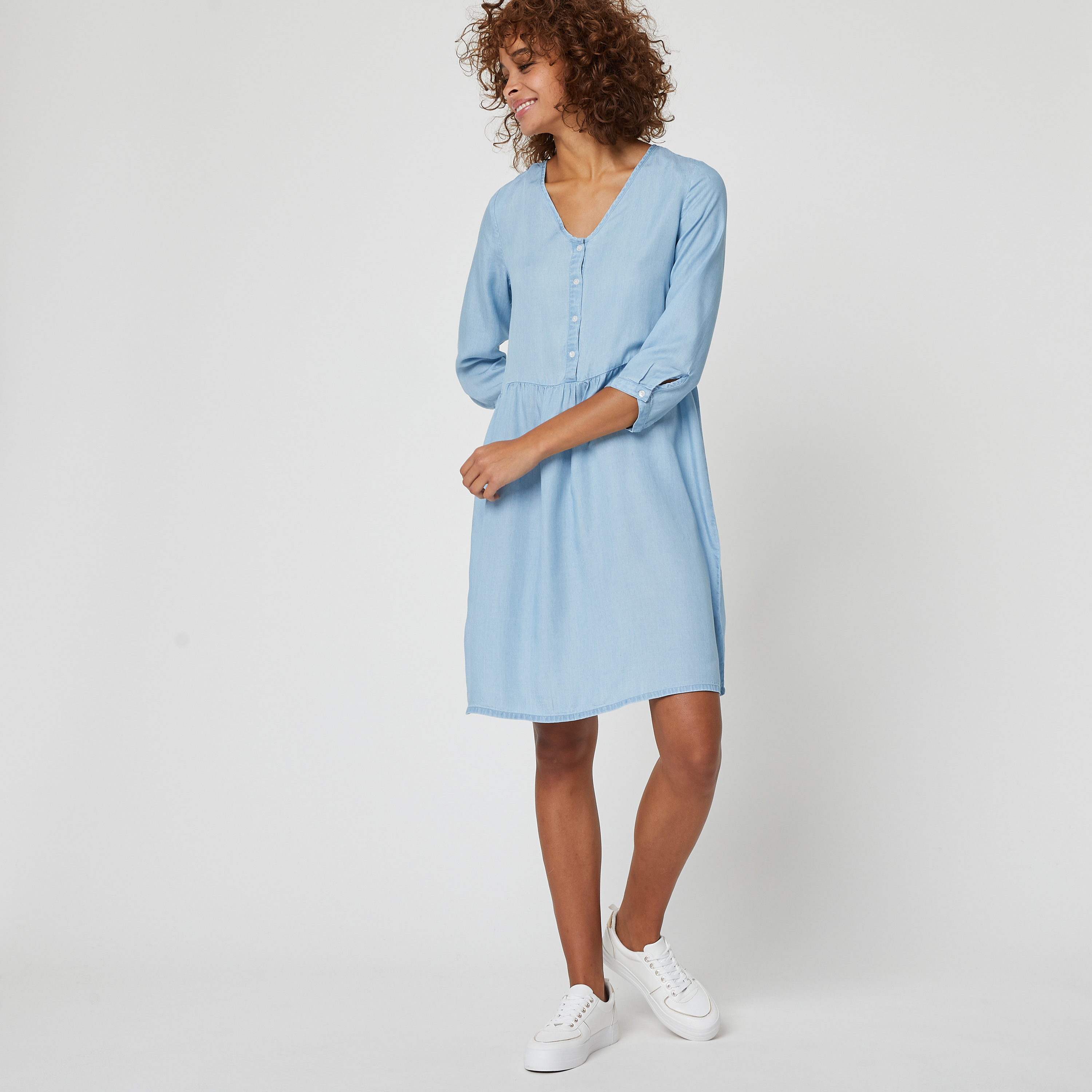 IN EXTENSO Robe jean col v femme pas cher Auchan